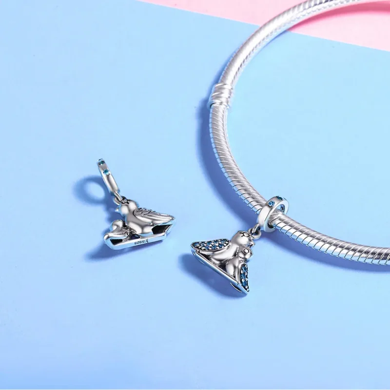 (bilde for) Pandora-stil sølv babyfugl med mor dingler - SCC426 - Vis 5