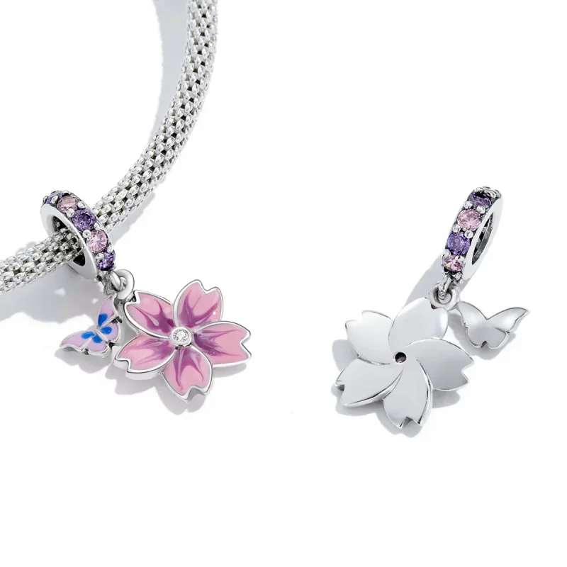 (bilde for) Pandora-stil sommerfugler og blomster dingler - SCC2185 - Vis 3