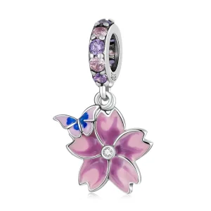 (bilde for) Pandora-stil sommerfugler og blomster dingler - SCC2185