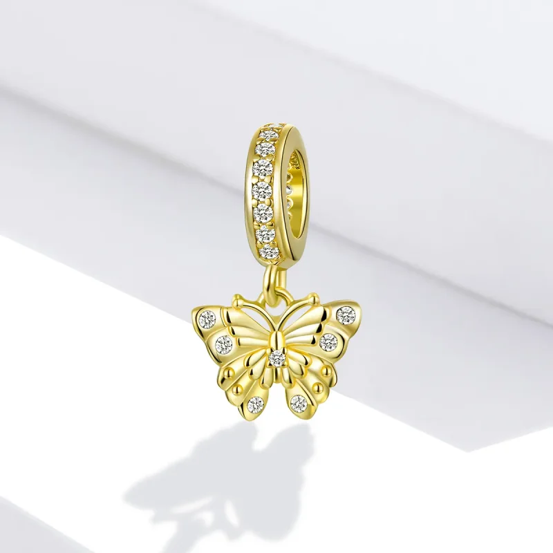 (bilde for) Pandora Style 18 karat gullbelagt gylden sommerfugl Dangle - BSC248 - Vis 2
