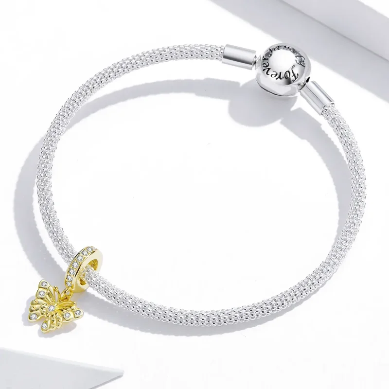 (bilde for) Pandora Style 18 karat gullbelagt gylden sommerfugl Dangle - BSC248 - Vis 3