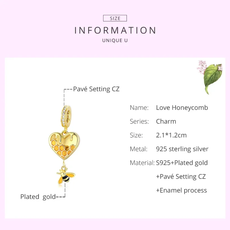 (bilde for) Pandora Style 18 karat gullbelagt Love Honeycomb Dangle - SCC1714 - Vis 6