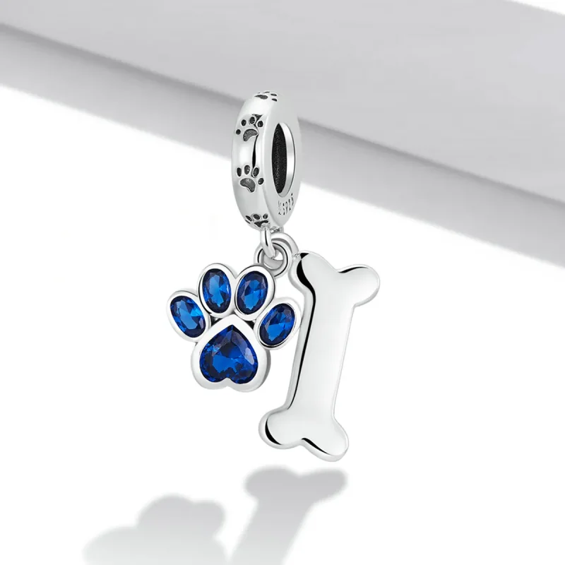 (bilde for) Pandora Style Dog Paw Bone Dingle - SCC2127 - Vis 2