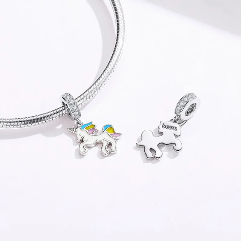 (bilde for) Pandora Style Fantasy Unicorn Dangle - BSC075 - Vis 4