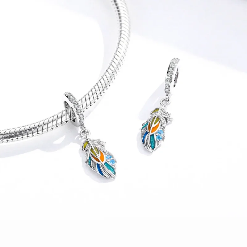 (bilde for) Pandora Style Fargerike Fjær Dingler - BSC304 - Vis 4