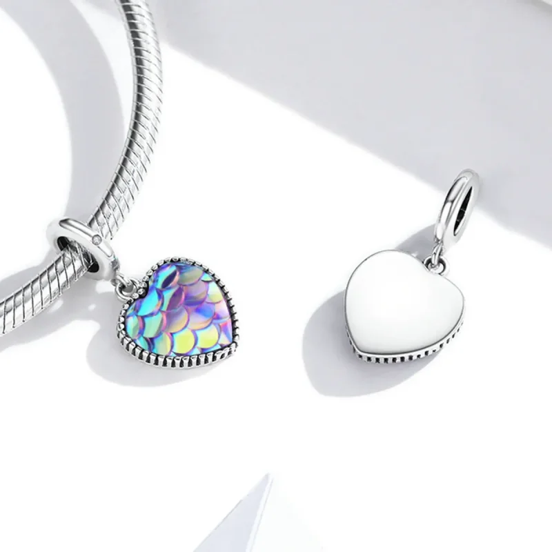 (bilde for) Pandora Style Fish Scale Heart Dingle - SCC2007 - Vis 4