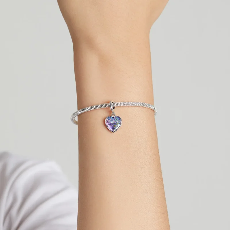 (bilde for) Pandora Style Fish Scale Heart Dingle - SCC2007 - Vis 5