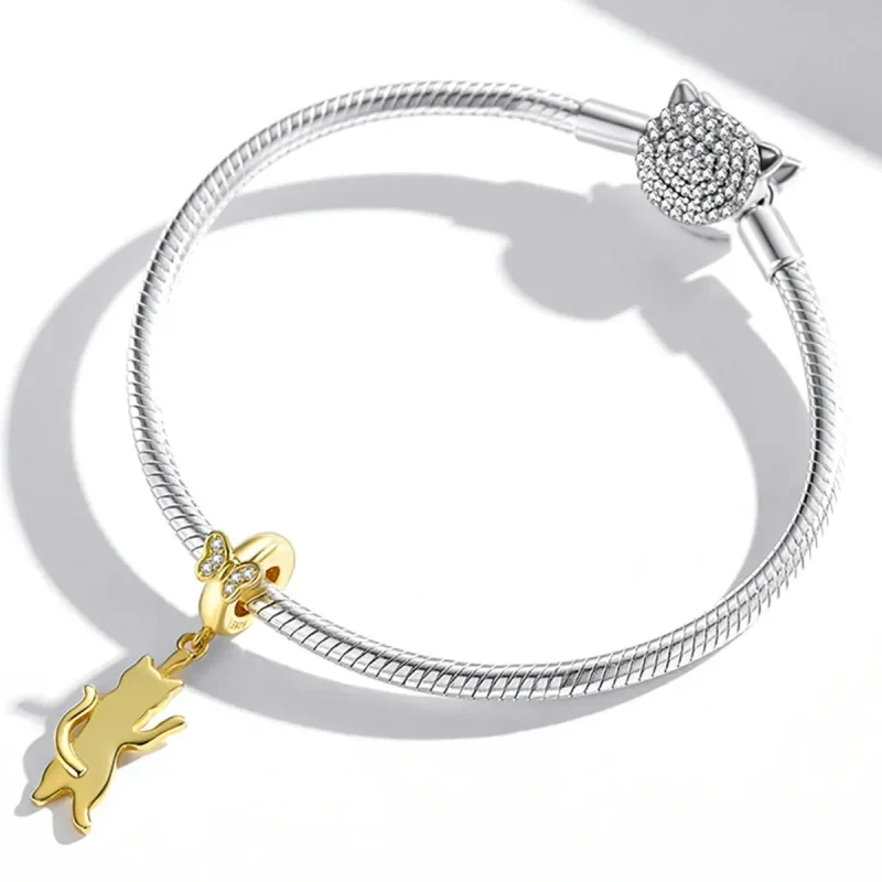 (bilde for) Pandora Style Flutter Cat Dangle - SCC2050 - Vis 3
