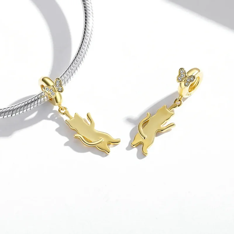 (bilde for) Pandora Style Flutter Cat Dangle - SCC2050 - Vis 4
