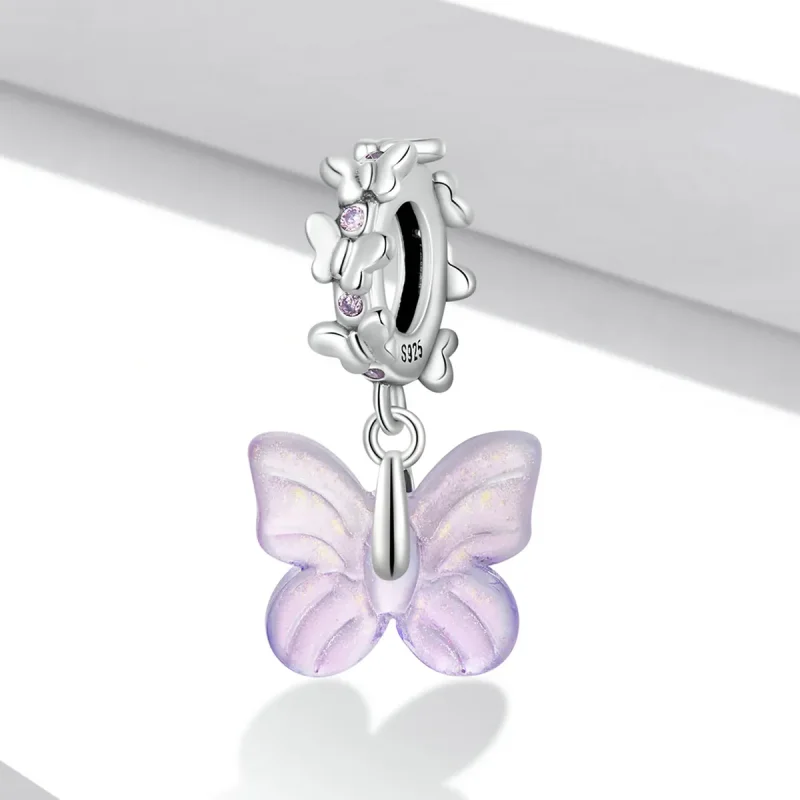 (bilde for) Pandora Style Glass Butterfly Dingle - SCC2087 - Vis 2