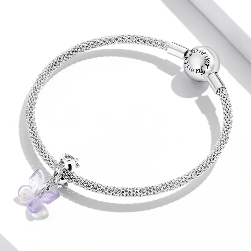 (bilde for) Pandora Style Glass Butterfly Dingle - SCC2087 - Vis 3