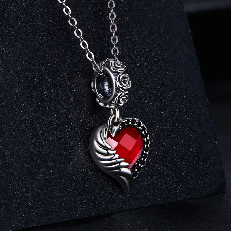(bilde for) Pandora Style Heart of Roses Dangle - SCC2406 - Vis 2