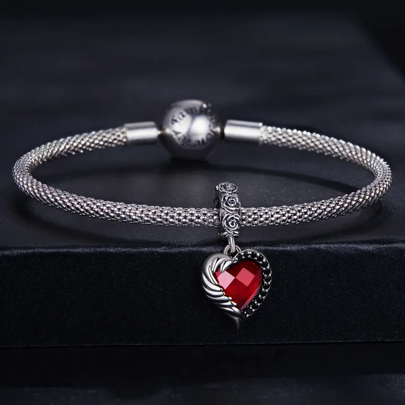 (bilde for) Pandora Style Heart of Roses Dangle - SCC2406 - Vis 3