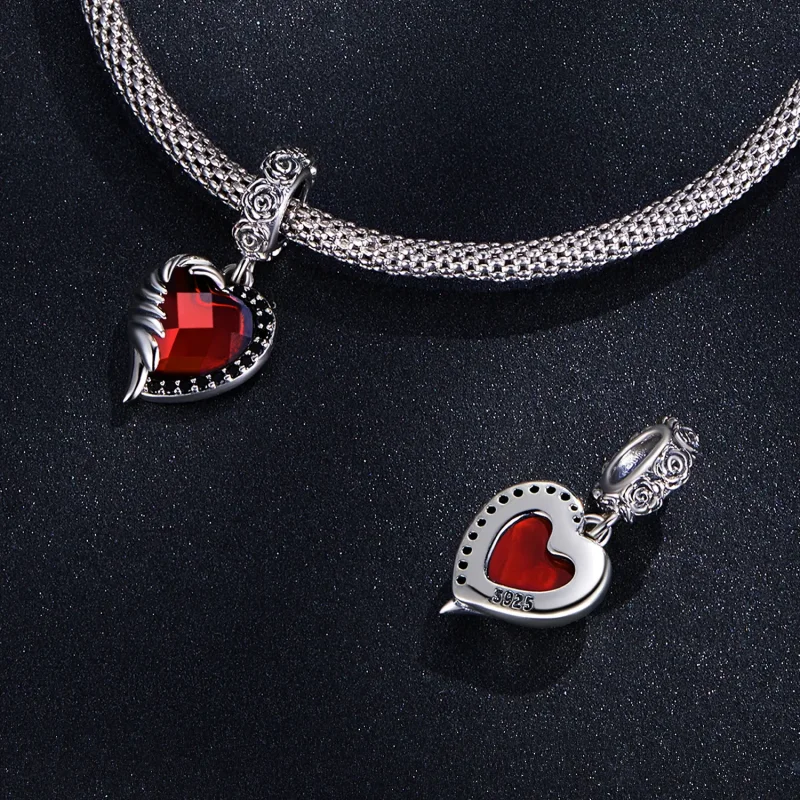 (bilde for) Pandora Style Heart of Roses Dangle - SCC2406 - Vis 4