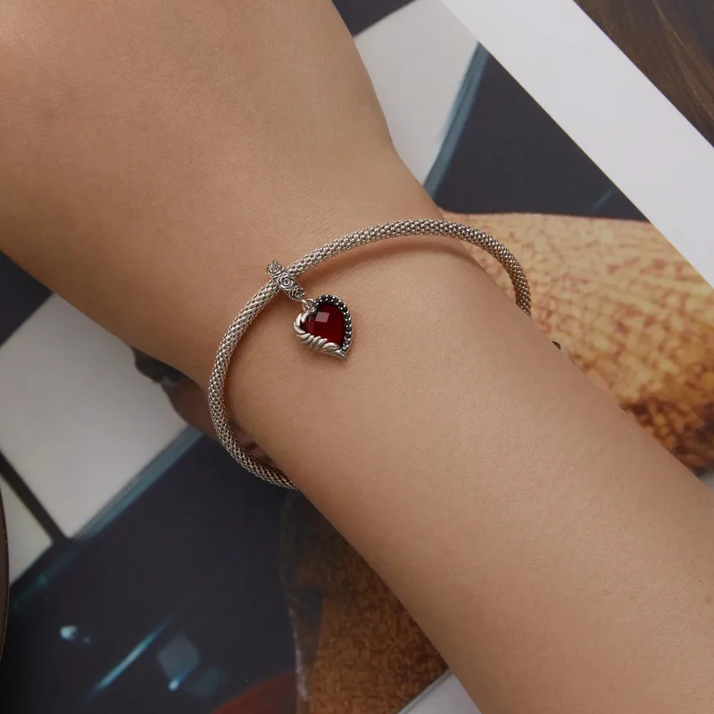 (bilde for) Pandora Style Heart of Roses Dangle - SCC2406 - Vis 5