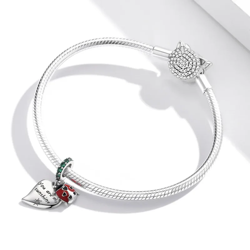 (bilde for) Pandora Style Ladybug med blader dingler - BSC492 - Vis 3