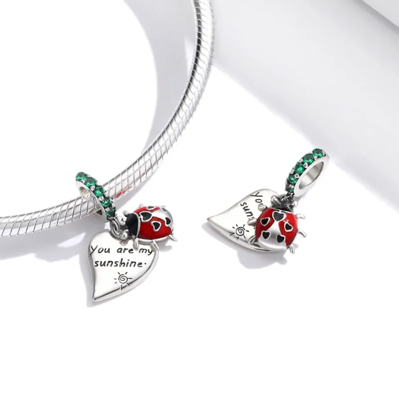 (bilde for) Pandora Style Ladybug med blader dingler - BSC492 - Vis 4