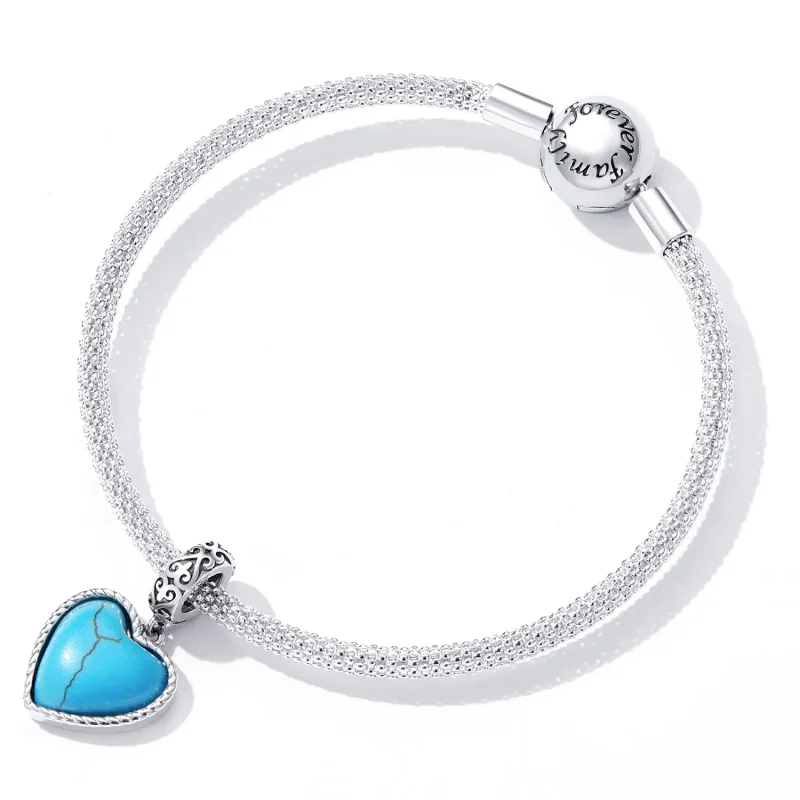 (bilde for) Pandora Style Love Turkis Dangle - SCC2227 - Vis 5