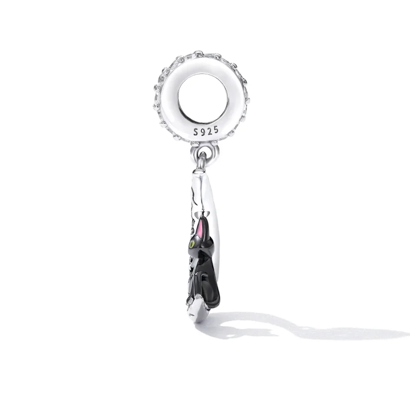 (bilde for) Pandora Style Moon Black Cat Dangle - SCC2218 - Vis 3