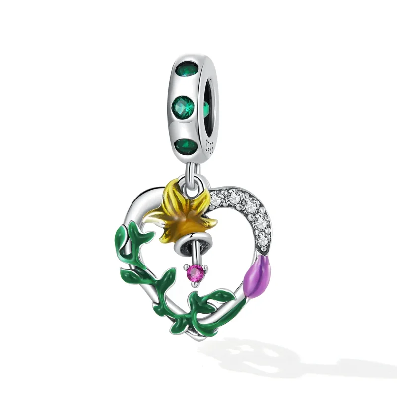 (bilde for) Pandora Style Openwork Love Flowers Dingle - SCC2249 - Vis 2