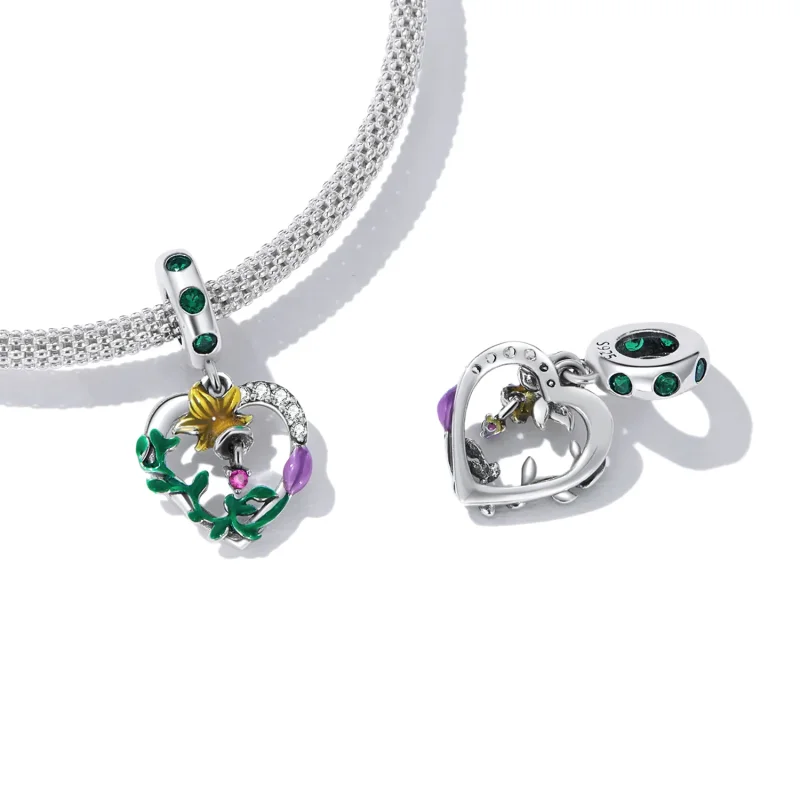 (bilde for) Pandora Style Openwork Love Flowers Dingle - SCC2249 - Vis 4