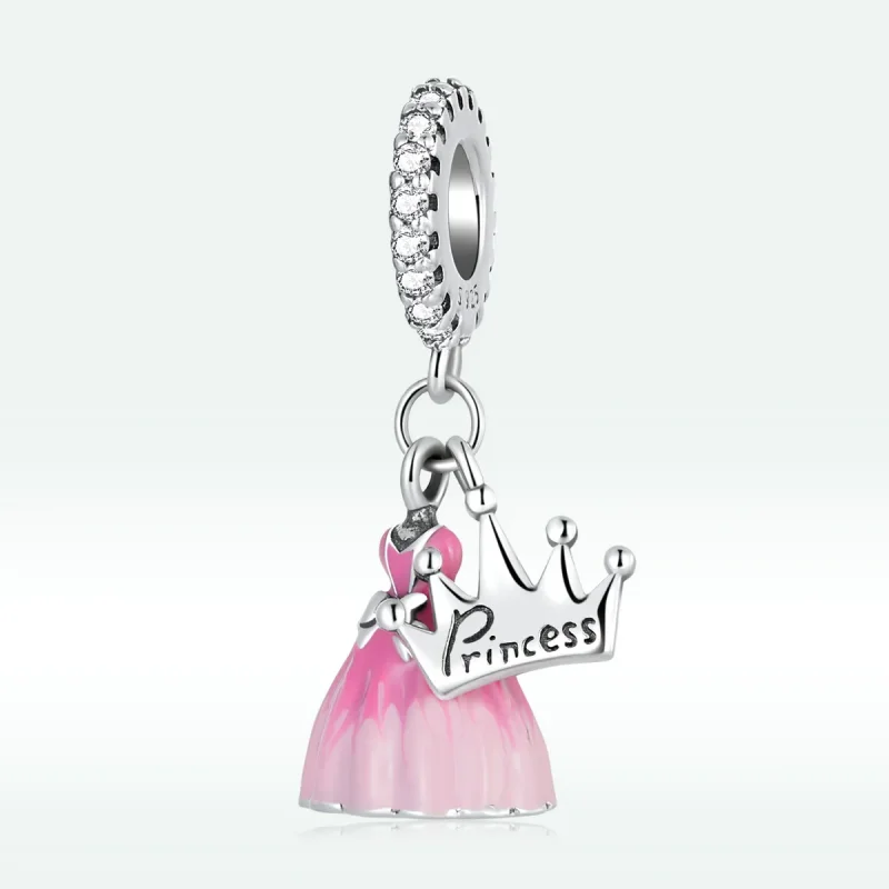 (bilde for) Pandora Style Princess Dress Crown Dangle - SCC2203 - Vis 2