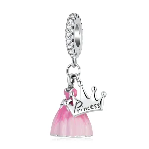 (bilde for) Pandora Style Princess Dress Crown Dangle - SCC2203
