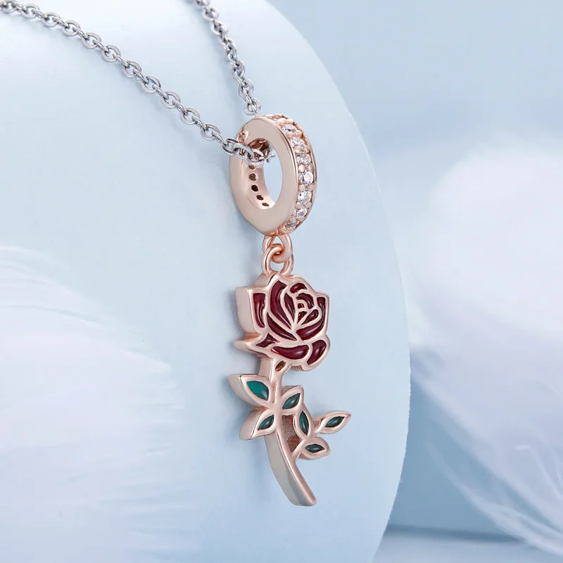 (bilde for) Pandora Style Red Rose Dangle - BSC642 - Vis 2
