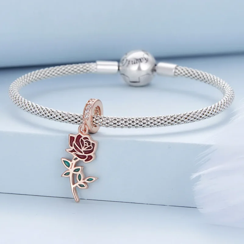(bilde for) Pandora Style Red Rose Dangle - BSC642 - Vis 3