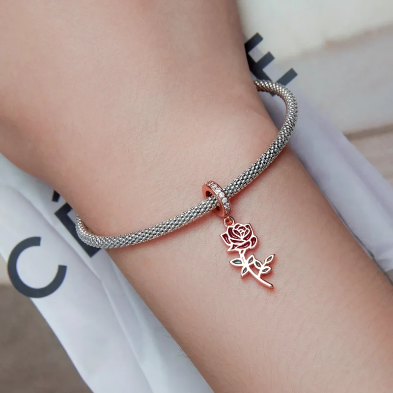 (bilde for) Pandora Style Red Rose Dangle - BSC642 - Vis 5