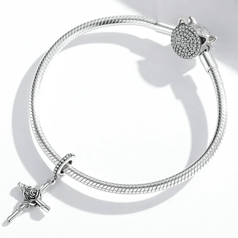 (bilde for) Pandora Style Rose Cross Dangle - BSC526 - Vis 4