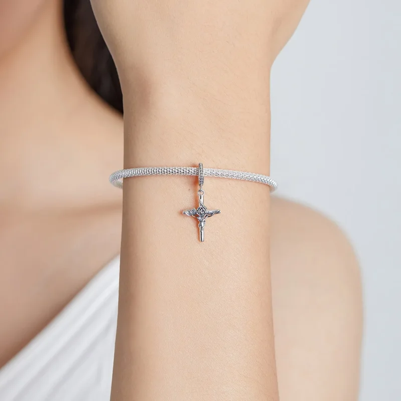 (bilde for) Pandora Style Rose Cross Dangle - BSC526 - Vis 5