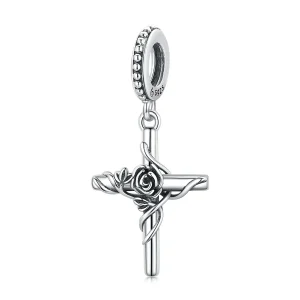 (bilde for) Pandora Style Rose Cross Dangle - BSC526