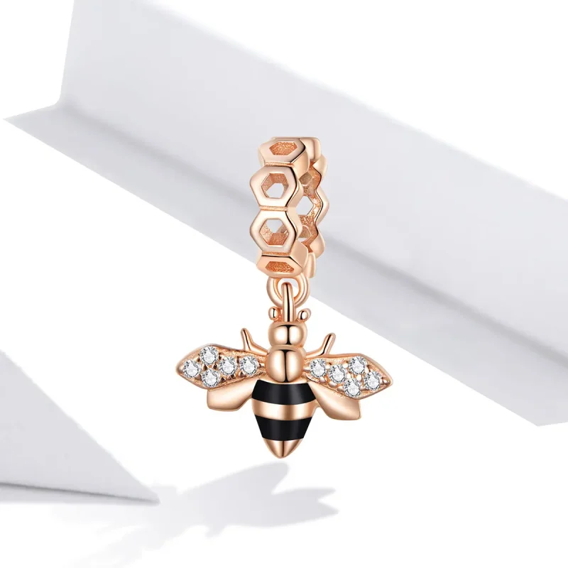 (bilde for) Pandora Style Rose Gold Little Bee Dangle - BSC370 - Vis 2