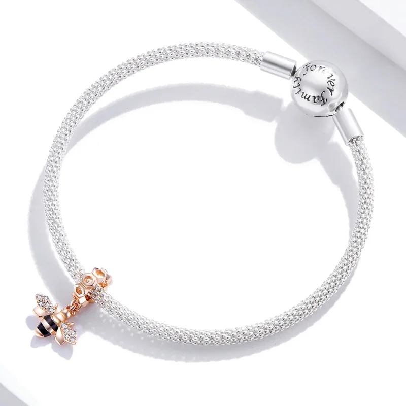 (bilde for) Pandora Style Rose Gold Little Bee Dangle - BSC370 - Vis 3