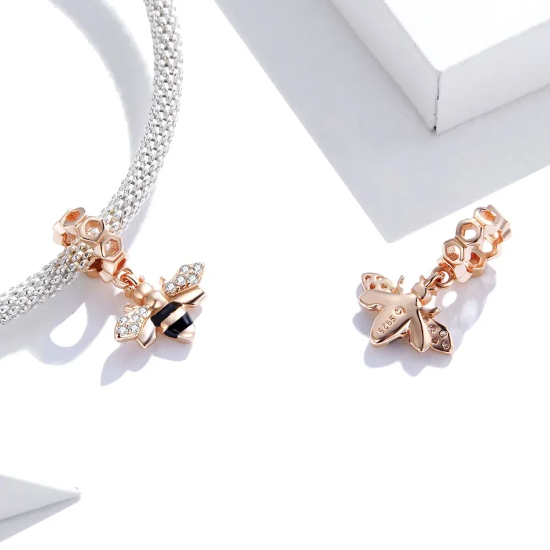 (bilde for) Pandora Style Rose Gold Little Bee Dangle - BSC370 - Vis 4