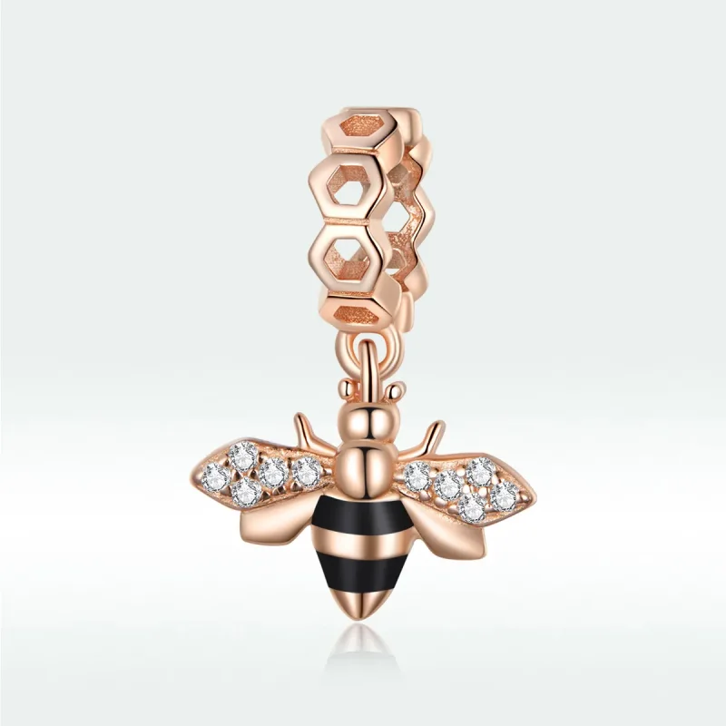 (bilde for) Pandora Style Rose Gold Little Bee Dangle - BSC370 - Vis 5