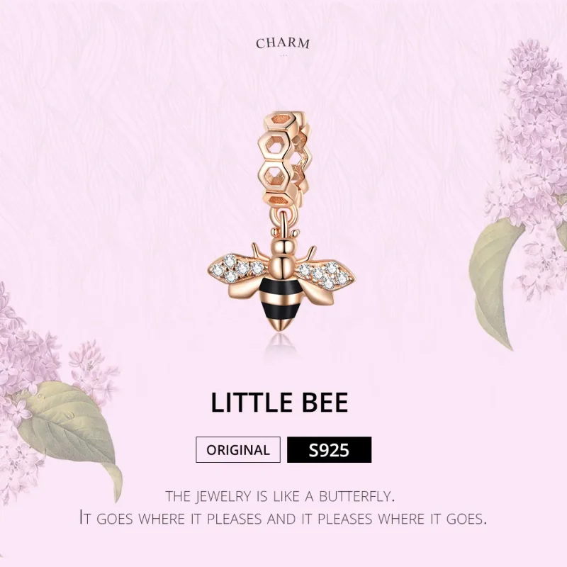 (bilde for) Pandora Style Rose Gold Little Bee Dangle - BSC370 - Vis 6