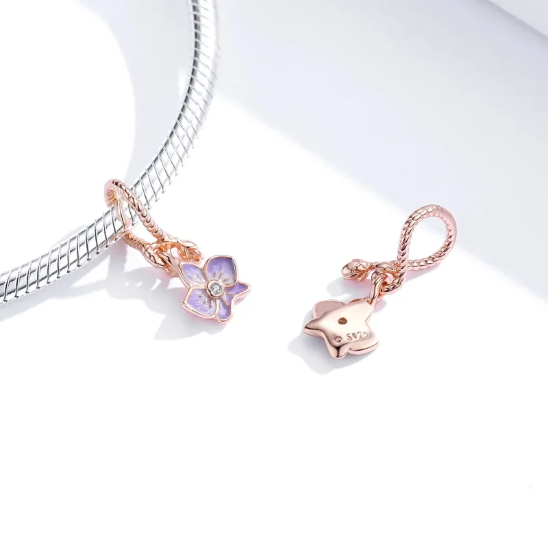 (bilde for) Pandora Style Rose Gold Orchid Dingle - BSC287 - Vis 3