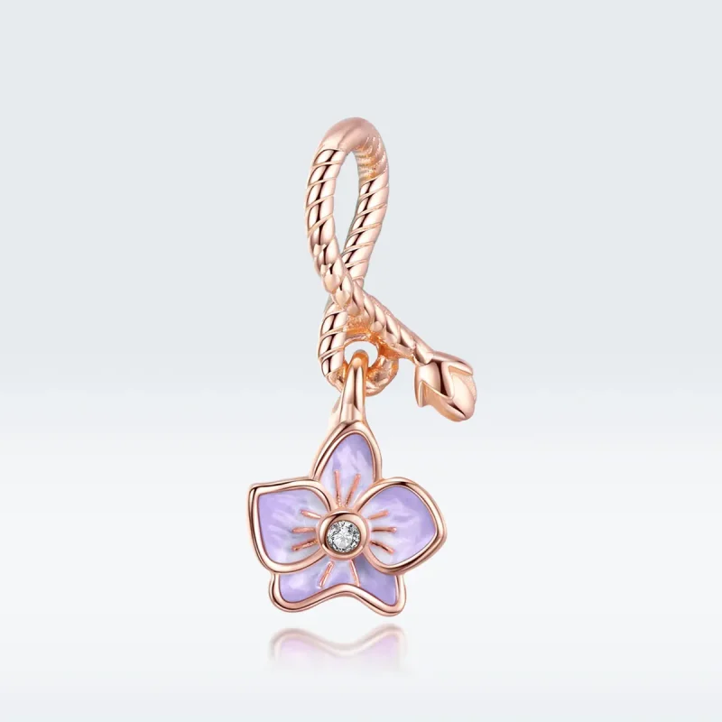 (bilde for) Pandora Style Rose Gold Orchid Dingle - BSC287 - Vis 5