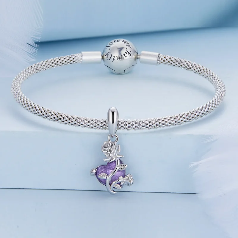 (bilde for) Pandora Style Rose Heart Dingle - BSC661 - Vis 3