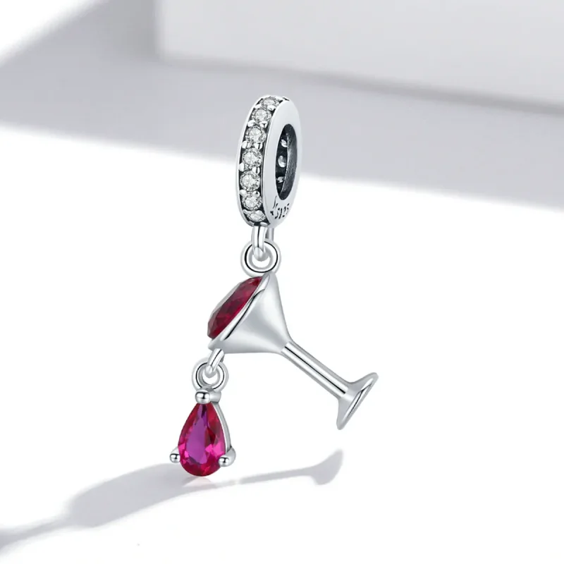(bilde for) Pandora Style Shaken Wine Glass Dangle - SCC1997 - Vis 2