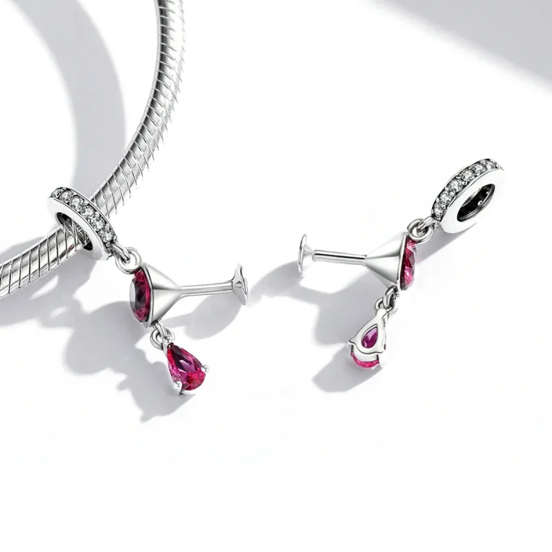 (bilde for) Pandora Style Shaken Wine Glass Dangle - SCC1997 - Vis 4