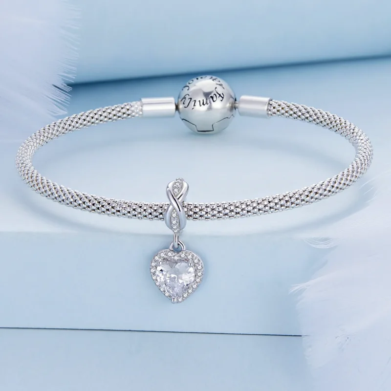 (bilde for) Pandora Style Shining Heart Dangle - BSC663 - Vis 3
