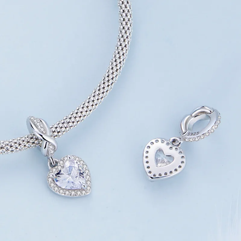 (bilde for) Pandora Style Shining Heart Dangle - BSC663 - Vis 4
