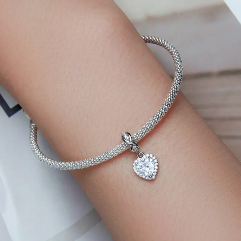 (bilde for) Pandora Style Shining Heart Dangle - BSC663 - Vis 5