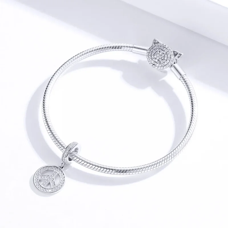 (bilde for) Pandora Style Silver Anti-War Dangle - SCC1367 - Vis 2