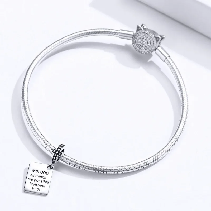 (bilde for) Pandora Style Silver Bible Dangle - SCC1424 - Vis 3