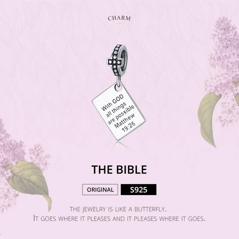 (bilde for) Pandora Style Silver Bible Dangle - SCC1424 - Vis 6