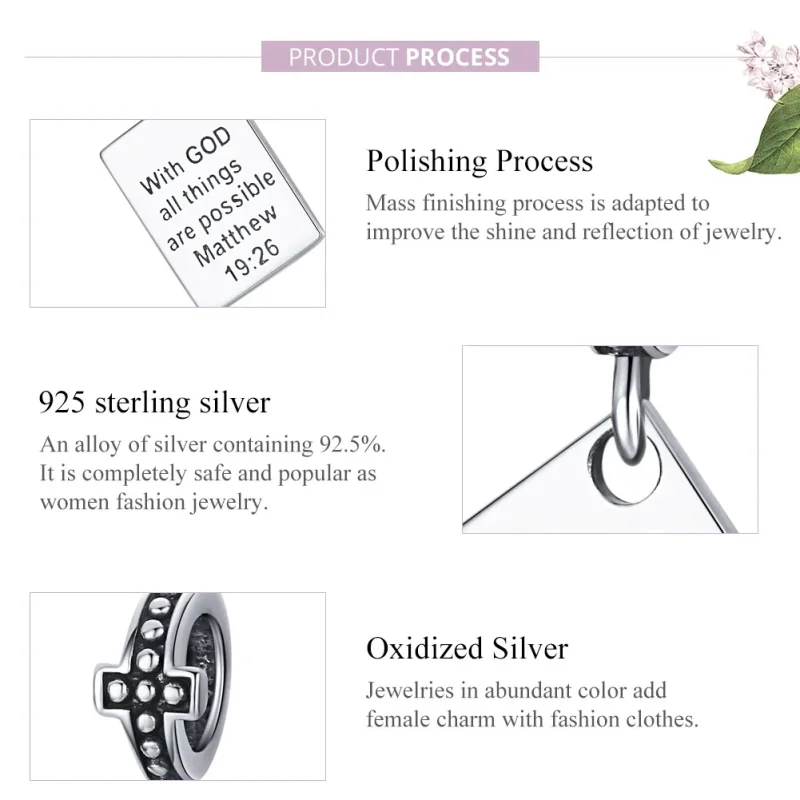 (bilde for) Pandora Style Silver Bible Dangle - SCC1424 - Vis 8